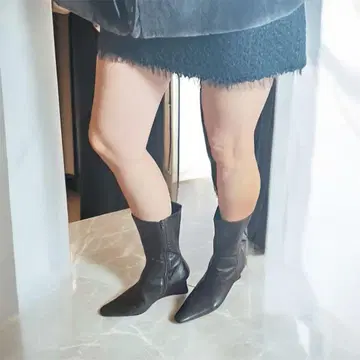 Lautreamont 가죽 숏부츠 스틸레토 웨지솔