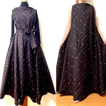 오시마 명주 플레어 원피스 기모노 리메이크