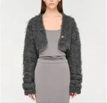 determ 크롭 샤기 가디건 숏