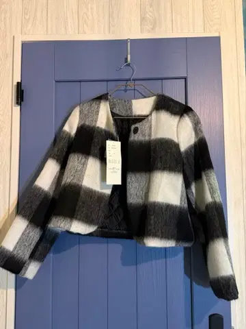 KOBE LETTUCE 체크 무늬 노카라 자켓 M