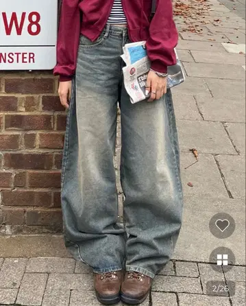 nugu 와이드 데님 팬츠 JFDROW4048 S medium denim