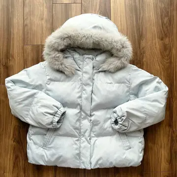 퍼 달린 숏 파이버 다운 자켓