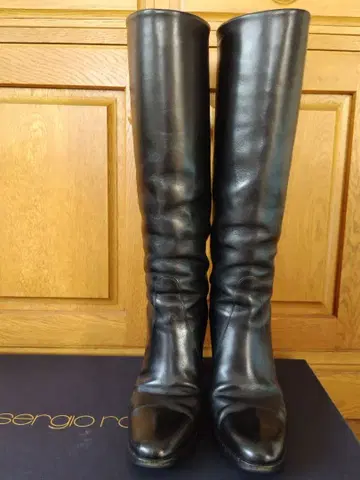 세르지오로시 롱 부츠 천연 가죽 38 블랙