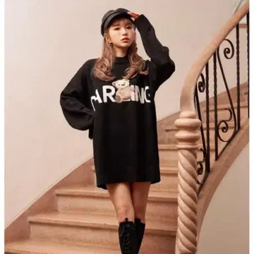 테디베어 자수 오버 사이즈 니트