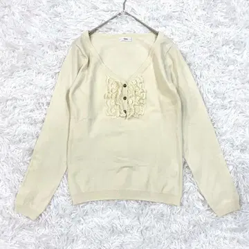 t.m.h 니트탑 V넥 M 아이보리 레이스 세련된 고급