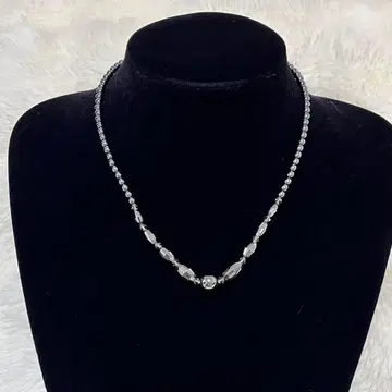 블랙 패싯 컷 목걸이 약 9.9cm 실버 각인