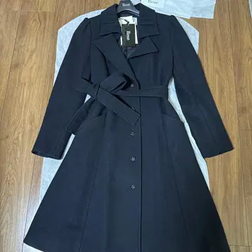 르네 블랙 롱 울 코트