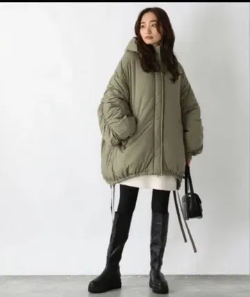 JEANASIS 몬스터 후드티 코트 카키 화이트