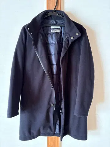 뷰티앤유스 네이비 울 혼방 롱 코트