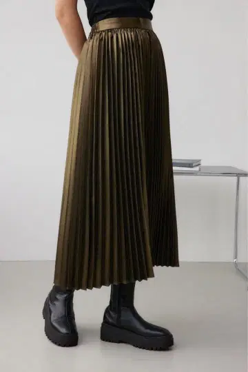 AZUL 다크 골드 플리츠 스커트 F 사이즈