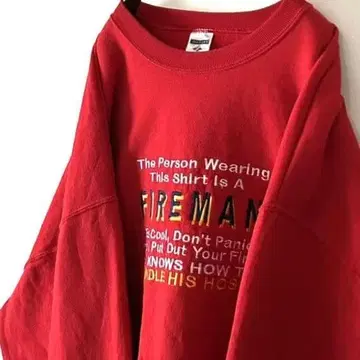 저지즈 FIREMAN 로고 자수 맨투맨 트레이닝복 XL 레드 구제 의류