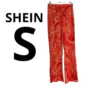 SHEIN [ S ] 마블 무늬 팬츠 오렌지 요가 스포츠