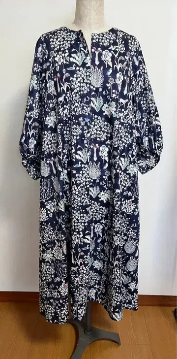 리버티 요시에 키넥 개더 소매 원피스 L 핸드메이드