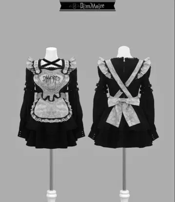 DimMoire Drip Heart 메이드 원피스 Black & Gray