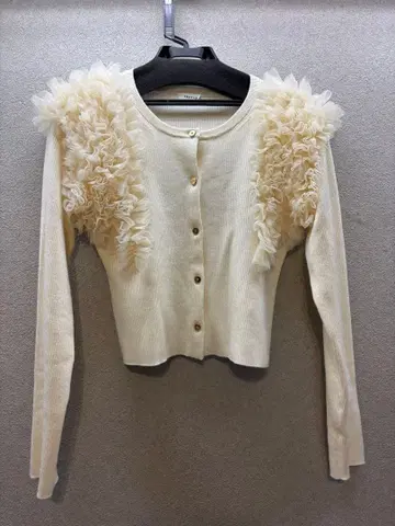 [ 새상품급 ] FRAY ID 숄더튤프릴 니트 가디건