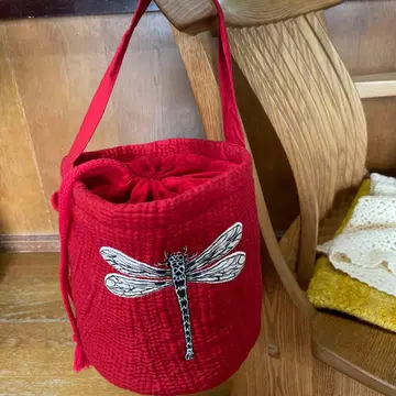 원 핸들 잠자리 아플리케 빨간색 복조리 래리 퀼트 귀여워요~