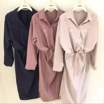 SNIDEL 피치 스킨 셔츠 자수 원피스