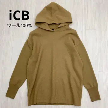 iCB 아이씨비 울 니트 절개 후드 후드티 XS