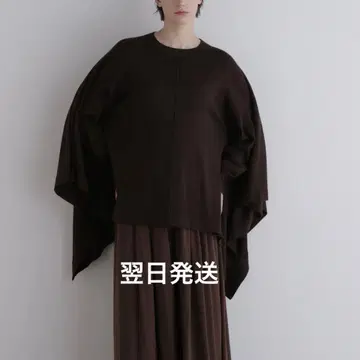 LE PHIL 울 하이 게이지 케이프 니트 브라운