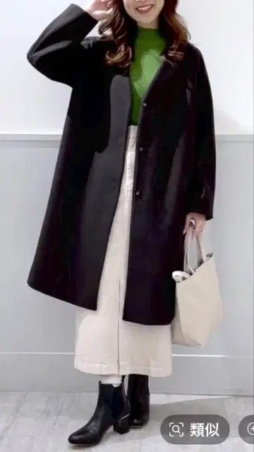 GLOBAL WORK 가벼운 스트레치 노카라 코트 흑먹색 M