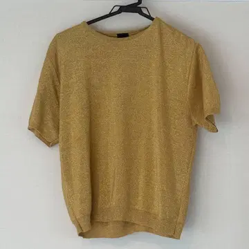 70s USA제 골드 라메 니트 반팔 빈티지 상의 레어