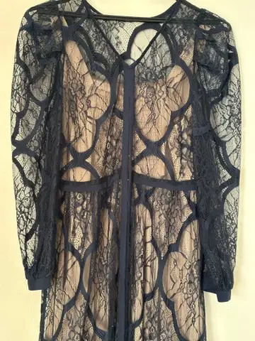 네이비 레이스 맥시 드레스