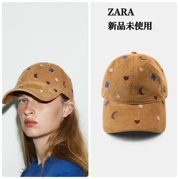 ZARA 새와 달 자수 코듀로이 캡 택 포함 새상품