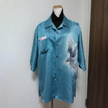 파랑새 프린트 반팔 셔츠