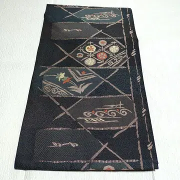 하카타 오리 나고야 오비 마름모 장식 문양 순수 실크