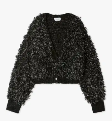 emmi 라메 프린지 니트 가디건