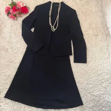 23구 정가 56000엔 셋업 칼라리스 자켓 스커트 네이비