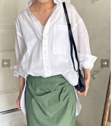 Spick and Span 코튼 린넨 루즈 셔츠 화이트