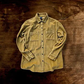 90s 부두 코듀로이 셔츠 코튼 100 클래식 레트로 황토색