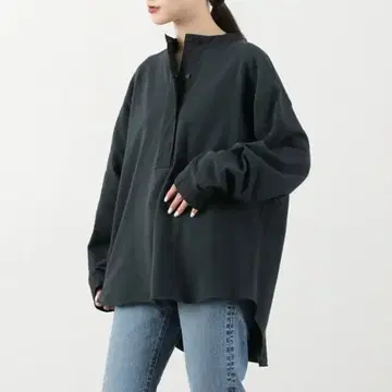 더 신존 코튼 밀리터리 헨리넥 풀오버 티셔츠