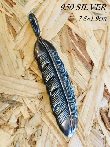 950 실버 순은 깃털 페더 특대형 펜던트 탑 레어 희귀