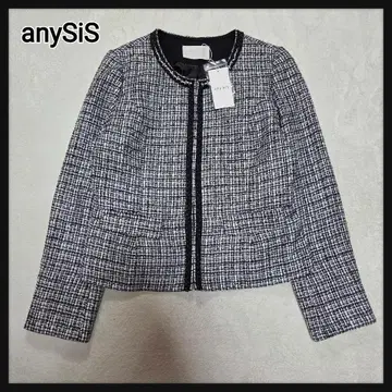 [택 포함 새상품] anySiS 트위드 노카라 자켓 비쥬 2