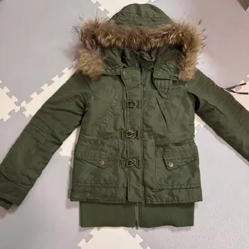 y2k 헤이세이 갸루 퍼 달린 모즈 코트 카키 아우터