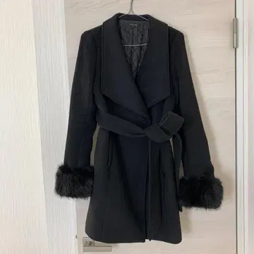 rienda 블랙 퍼 코트 M