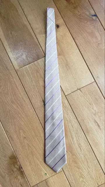 FLANKLIN MILLS 스트라이프 슬림 타이 베이지 보라색