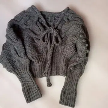 에트레토쿄 리본 스웨터 카키