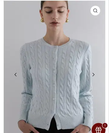 [ THE TOE ] 라이트 블루 케이블 니트 가디건 M