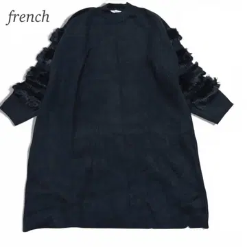 프렌치 퍼 니트 오버 사이즈 원피스 [ F ] 블랙 튜닉