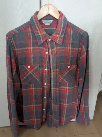 FIVE BROTHER 체크 무늬 플란넬 셔츠 빨간색