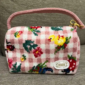 FEILER 페이러 하이디 체크 손잡이 파우치 핑크 체크