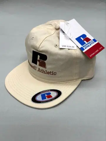 [ 미사용 새상품 ] Russell Athletic 스냅백 캡 베이지