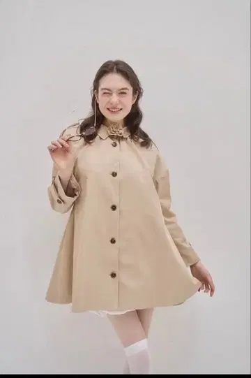 muguet rose midi trench coat