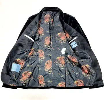 자라 요염한 벨로아 자켓 S 테일러드 핏 안감 일본풍 패턴 블랙 남성용