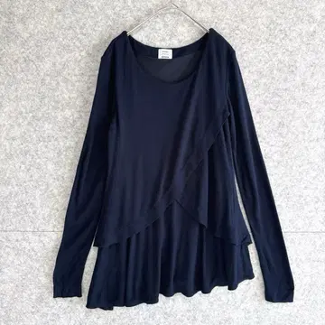 [플라스테] 티어드 아지메 니트 기모 풀오버 티셔츠 (2)