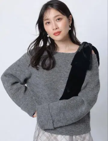 Apuweiser-riche 벨로아 리본 루즈핏 니트