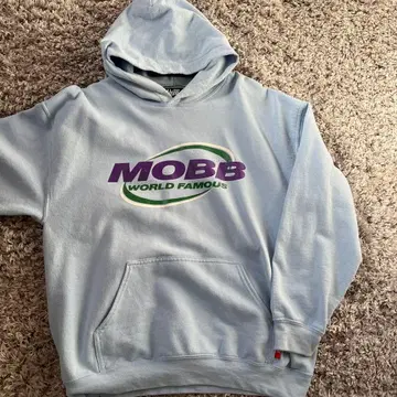 MOBB 프론트 프린트 후드티 스카이블루